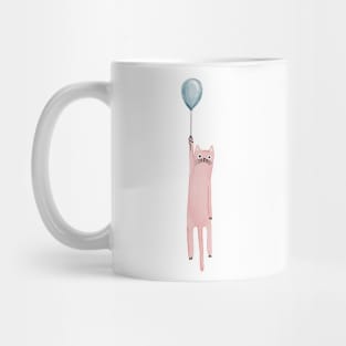 Watercolor cat with a balloon. Mug